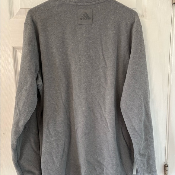 Adidas Gray Fleece Jacket Full Zip Athletic Large - Picture 4 of 5